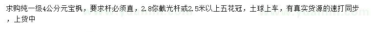 求購4公分元寶楓