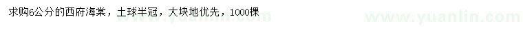 求購6公分西府海棠