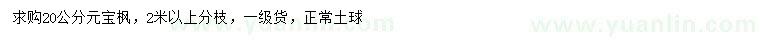 求購(gòu)20公分元寶楓