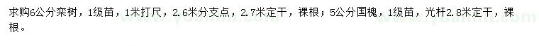 求購6公分欒樹、5公分國槐