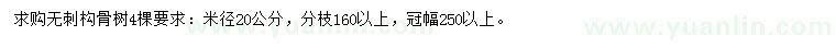 求購米徑20公分無刺構(gòu)骨