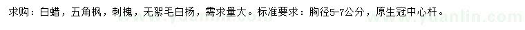 求購(gòu)白蠟、五角楓、刺槐等