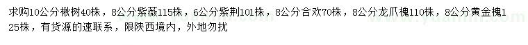 求購楸樹、紫薇、紫荊等