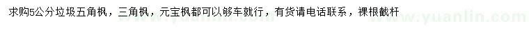 求購五角楓、三角楓、元寶楓