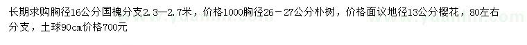 求購國槐、樸樹、櫻花
