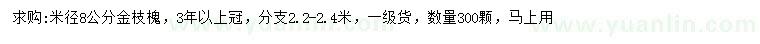求購米徑8公分金枝槐