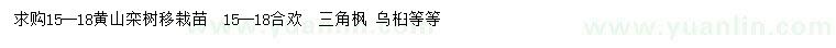 求購黃山欒、合歡、三角楓等