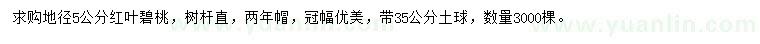 求購地徑5公分紅葉碧桃