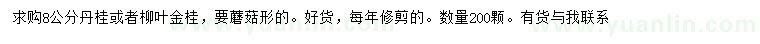 求購8公分丹桂、柳葉金桂