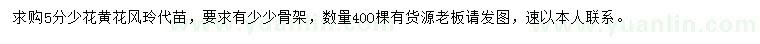 求購5公分少花黃花風(fēng)鈴木