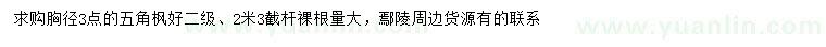 求購胸徑3公分五角楓