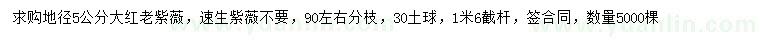 求購地徑5公分大紅老紫薇