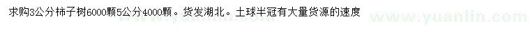 求購(gòu)3、5公分柿子樹