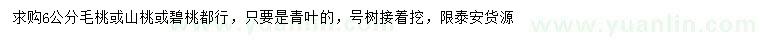 求購毛桃、山桃、碧桃