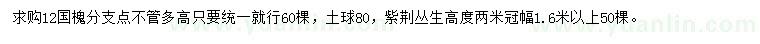 求購12公分國槐、叢生紫荊