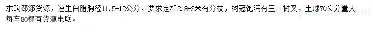 求購胸徑11.5-12公分速生白臘