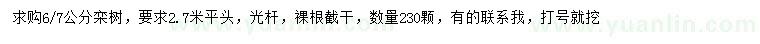 求購(gòu)6、7公分欒樹(shù)