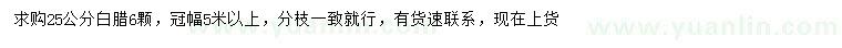 求購25公分白蠟
