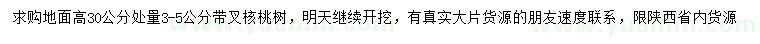 求購(gòu)30量3-5公分核桃樹(shù)