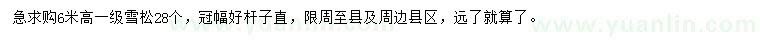 求購高6米雪松