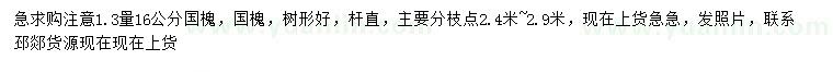 求購(gòu)1.3米量16公分國(guó)槐