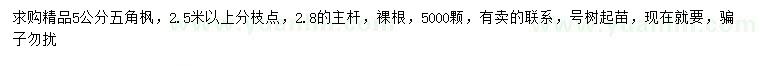 求購5公分五角楓