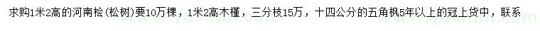 求購(gòu)高1.2米河南檜、木槿