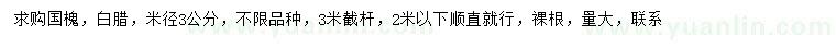 求購米徑3公分國槐、白臘