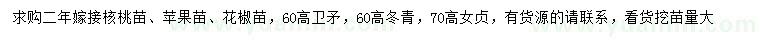 求購(gòu)核桃苗、蘋果苗、花椒苗等