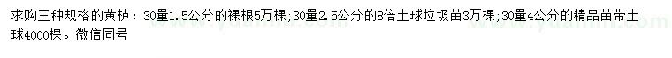 求購30量1.5、2.5、4公分黃櫨