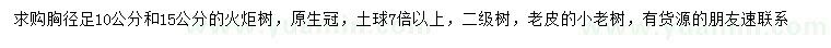 求購(gòu)胸徑足10、15公分火炬樹(shù)