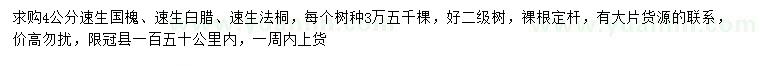 求購速生國槐、速生白蠟、速生法桐
