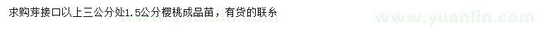 求購1.5公分櫻桃成品苗