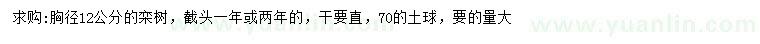 求購胸徑12公分欒樹