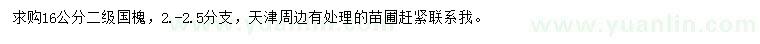 求購16公分國槐