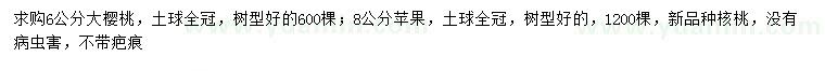 求購6公分大櫻桃、8公分蘋果