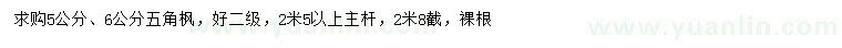 求購(gòu)5、6公分五角楓