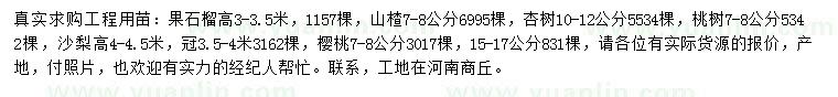 求購果石榴、山楂、杏樹等
