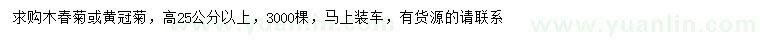 求購(gòu)高25公分以上木春菊或黃冠菊