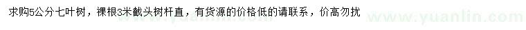 求購5公分七葉樹