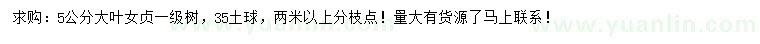 求購5公分大葉女貞