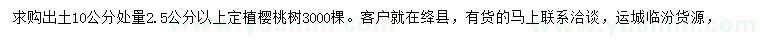 求購(gòu)出土10公分處量2.5公分以上櫻桃