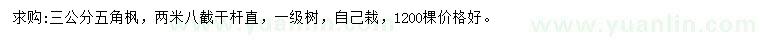 求購3公分五角楓