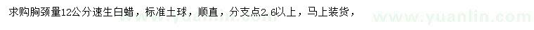 求購胸徑12公分速生白蠟