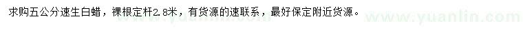 求購5公分速生白蠟