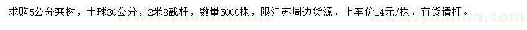 求購(gòu)5公分欒樹