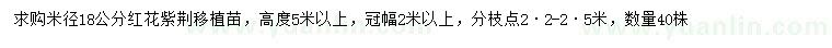 求購米徑18公分紅花紫荊