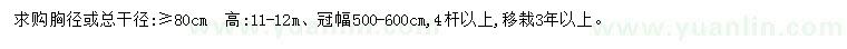求購胸徑80公分叢生樸樹