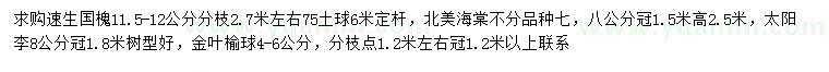 求購(gòu)速生國(guó)槐、北美海、太陽(yáng)李等