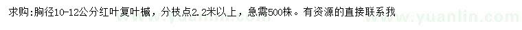 求購胸徑10-12公分紅葉復(fù)葉槭